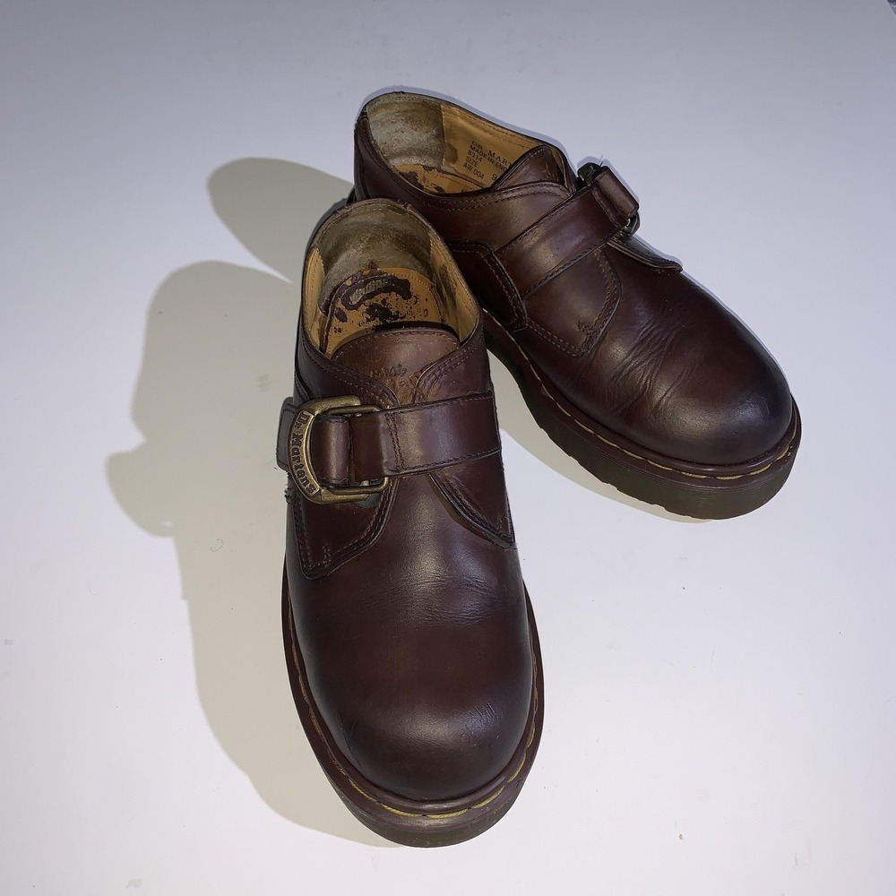 Dr. Martens Shoes Mens US 10 Brown Leather Buckle Slip On Loafers England 8314